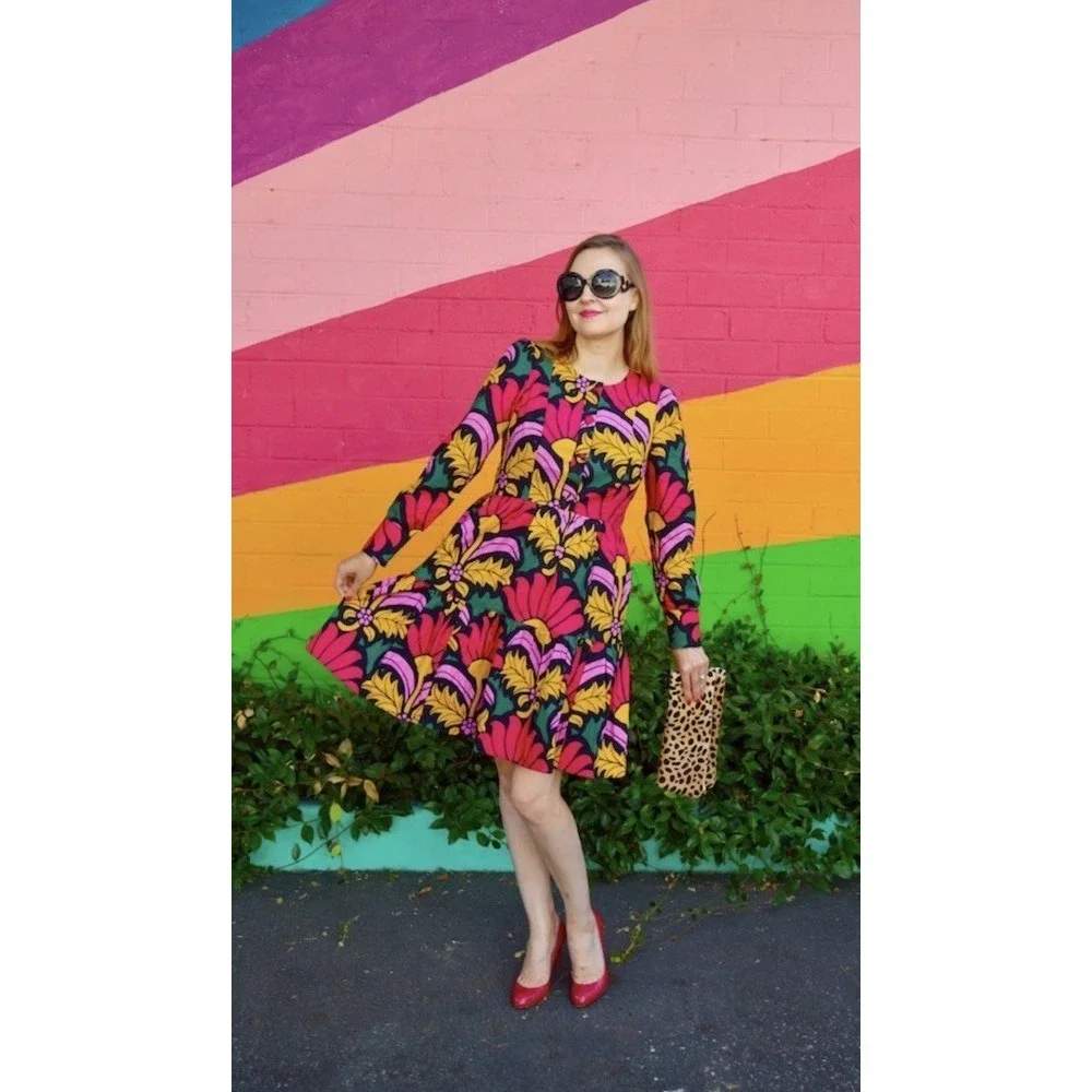 NEW J Crew Vibrant Floral Tiered Long Sleeve Dress Size 6
